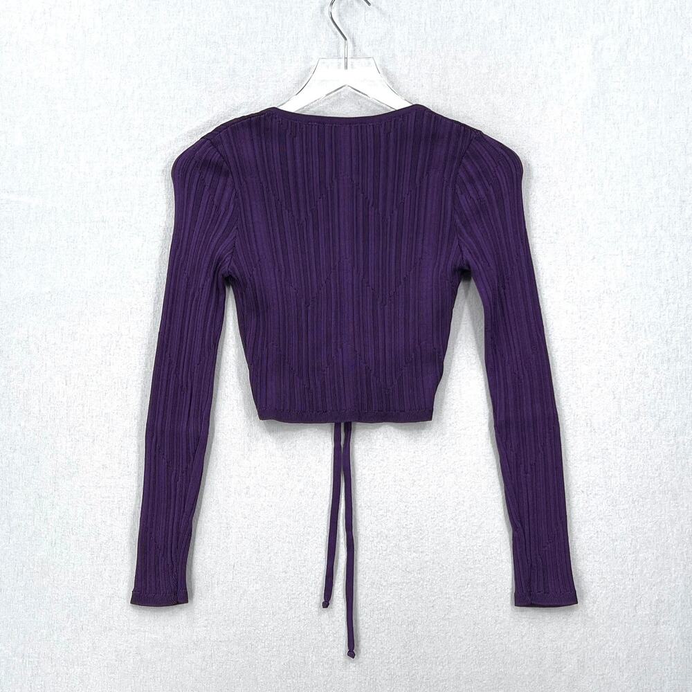 PAOLA BERNARDI Andressa Cropped Cardigan XS Purple Sparkle Knit Long Sleeve NEW - Picture 3 of 13